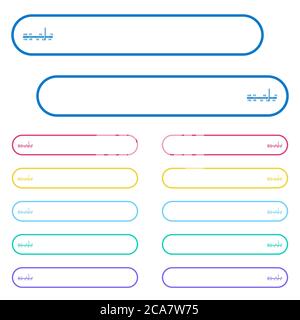 Radio tuner icons in rounded color menu buttons. Left and right side icon variations. Stock Vector