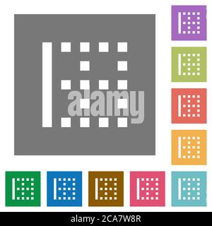 Left border flat icons on simple color square backgrounds Stock Vector