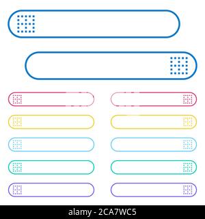 No borders icons in rounded color menu buttons. Left and right side icon variations. Stock Vector
