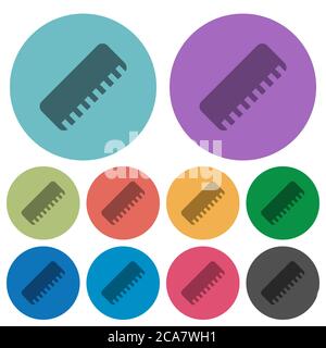Ruler darker flat icons on color round background Stock Vector