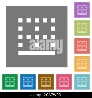 Bottom border flat icons on simple color square backgrounds Stock Vector