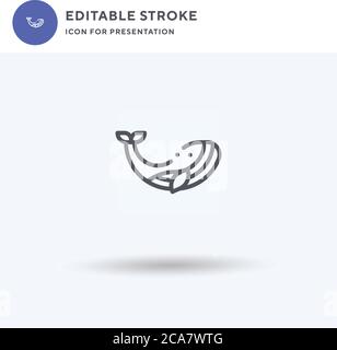Whale icon vector, filled flat sign, solid pictogram isolated on white, logo illustration. Whale icon for presentation. Stock Vector