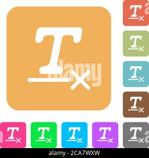 Clear text format flat icons on rounded square vivid color backgrounds. Stock Vector