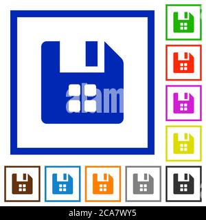File components flat color icons in square frames on white background Stock Vector