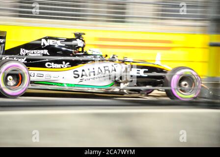 Force India-Mercedes car at the 2016 Singapore F1 Grand Prix Stock Photo
