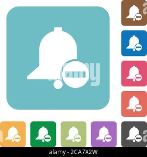 Remove reminder white flat icons on color rounded square backgrounds Stock Vector