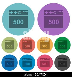 Browser 500 internal server error darker flat icons on color round background Stock Vector