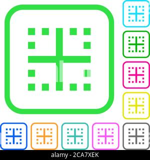 Inner borders vivid colored flat icons in curved borders on white background Stock Vector