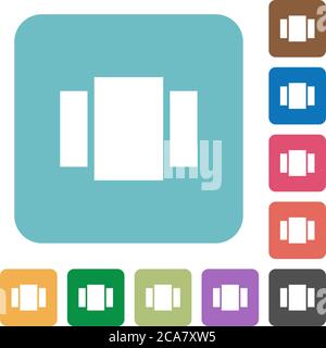 View carousel white flat icons on color rounded square backgrounds Stock Vector