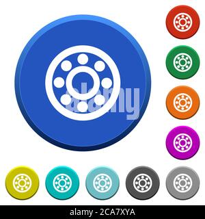 Bearings round color beveled buttons with smooth surfaces and flat white icons Stock Vector