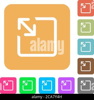 Resize object flat icons on rounded square vivid color backgrounds. Stock Vector