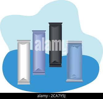 sachets packings products isolated icons vector illustration design Stock Vector