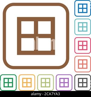 All borders simple icons in color rounded square frames on white background Stock Vector