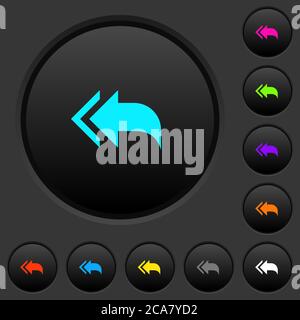 Reply to all recipients dark push buttons with vivid color icons on dark grey background Stock Vector