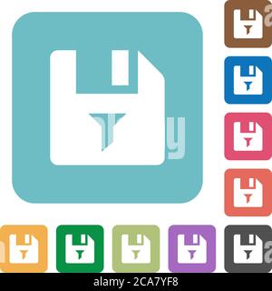 Filter file white flat icons on color rounded square backgrounds Stock Vector