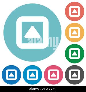 Toggle up flat white icons on round color backgrounds Stock Vector