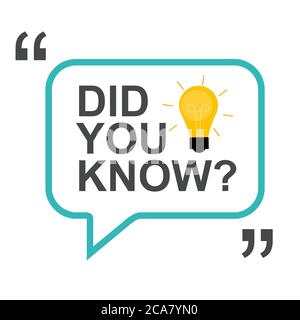 Did you know sticker with yellow bulb and speech bubble. Vector Illustration Stock Vector