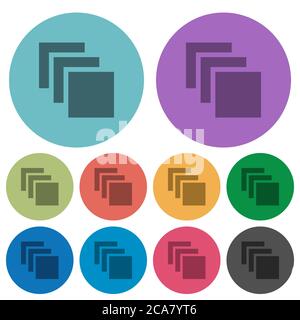 Multiple canvases darker flat icons on color round background Stock Vector