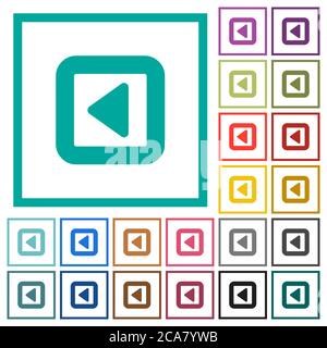 Toggle left flat color icons with quadrant frames on white background Stock Vector