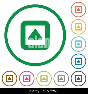 Toggle up flat color icons in round outlines on white background Stock Vector