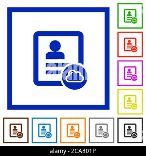 Cloud contact flat color icons in square frames on white background Stock Vector
