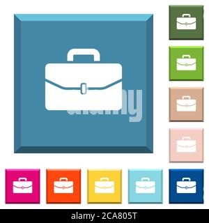 Satchel with one buckle white icons on edged square buttons in various trendy colors Stock Vector