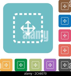 Drag object white flat icons on color rounded square backgrounds Stock Vector