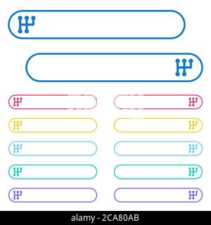 Manual shift icons in rounded color menu buttons. Left and right side icon variations. Stock Vector
