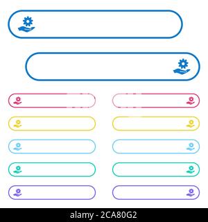 Maintenance service icons in rounded color menu buttons. Left and right side icon variations. Stock Vector