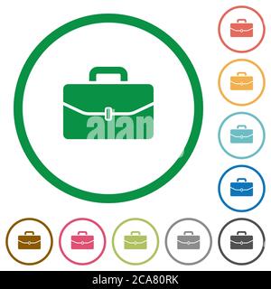 Satchel with one buckle flat color icons in round outlines on white background Stock Vector