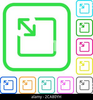 Resize object vivid colored flat icons in curved borders on white background Stock Vector