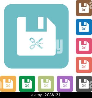 Cut file white flat icons on color rounded square backgrounds Stock Vector
