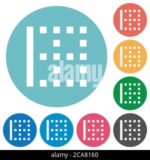 Left border flat white icons on round color backgrounds Stock Vector