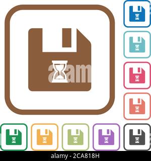 File waiting simple icons in color rounded square frames on white background Stock Vector