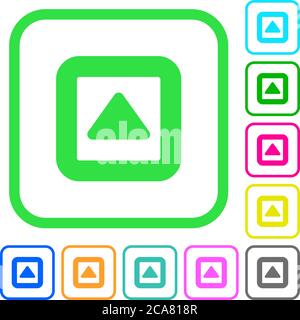 Toggle up vivid colored flat icons in curved borders on white background Stock Vector