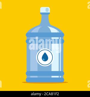 office container for water. plastic bottle on a yellow background. flat vector illustration. Stock Vector