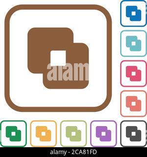 Exclude shapes simple icons in color rounded square frames on white background Stock Vector
