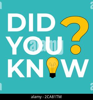 Did you know sticker with yellow bulb. Vector Illustration Stock Vector
