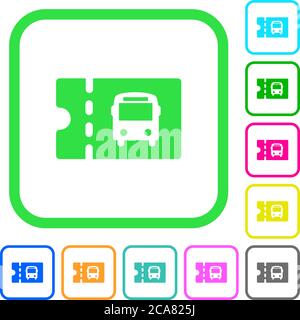 Public transport discount coupon vivid colored flat icons in curved borders on white background Stock Vector