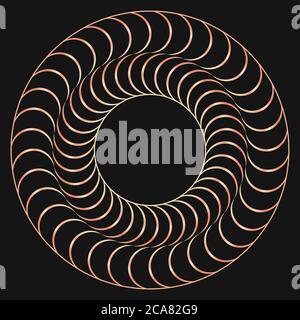 Radial pattern concept, rose gold gradient, adobe illustrator Stock Vector