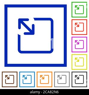 Resize object flat color icons in square frames on white background Stock Vector