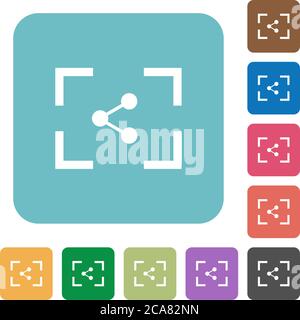 Camera share image white flat icons on color rounded square backgrounds Stock Vector