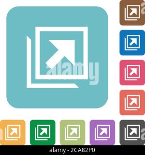 Open in new window white flat icons on color rounded square backgrounds Stock Vector