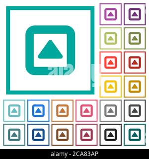 Toggle up flat color icons with quadrant frames on white background Stock Vector