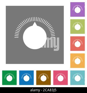 Volume control flat icons on simple color square backgrounds Stock Vector