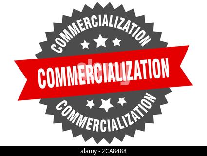commercialization round isolated ribbon label. commercialization sign Stock Vector