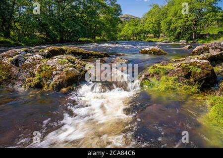 Waterfall on the River Duddon near Ulpha, Lake District, Cumbria, England Stock Photo