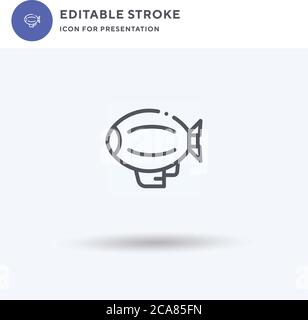 Zeppelin icon vector, filled flat sign, solid pictogram isolated on white, logo illustration. Zeppelin icon for presentation. Stock Vector