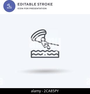 Parasailing icon vector, filled flat sign, solid pictogram isolated on white, logo illustration. Parasailing icon for presentation. Stock Vector