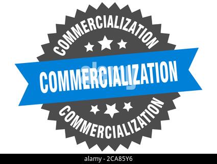 commercialization round isolated ribbon label. commercialization sign Stock Vector